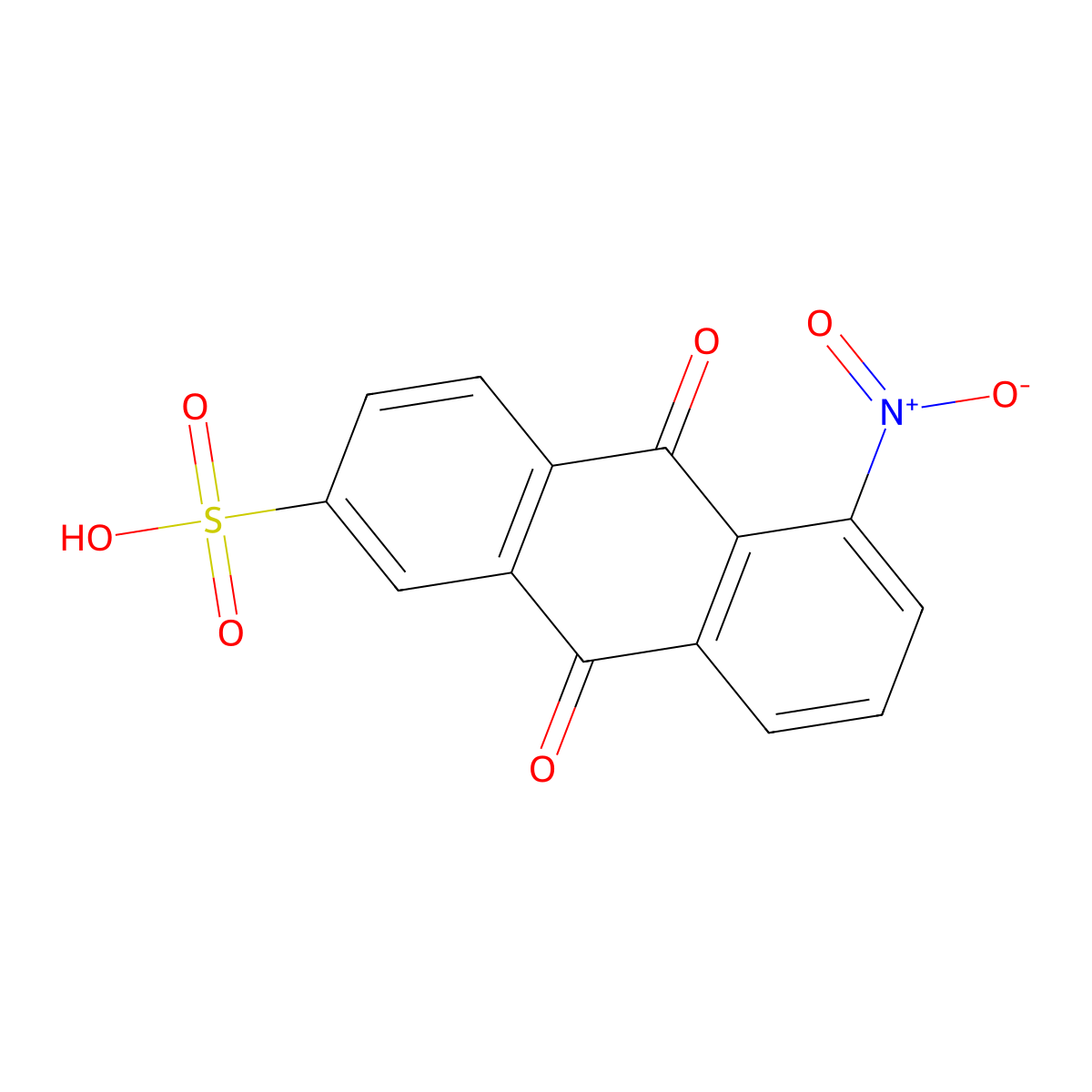 6-Anthracenesulfonic acid, 9,10-dihydro-9,10-dioxo-1-nitro- molecular structure, CAS 6483-86-9
