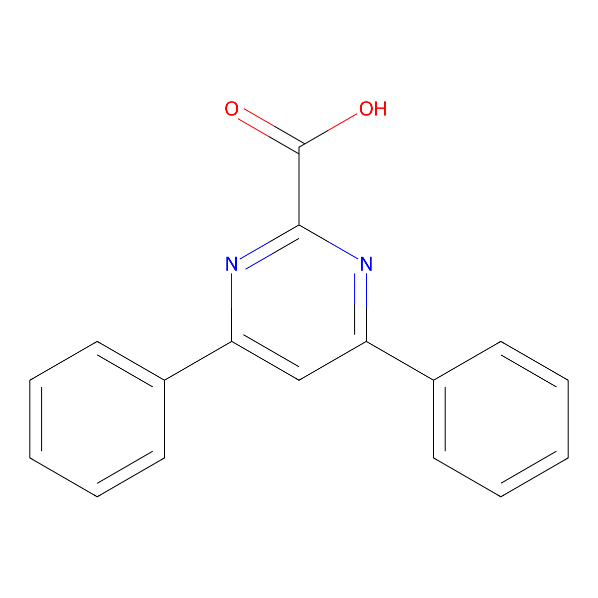 2-Pyrimidinecarboxylic acid, 4,6-diphenyl- molecular structure, CAS 6483-96-1