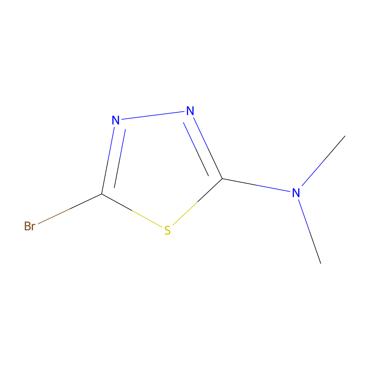 5-bromo-N,N-dimethyl-1,3,4-thiadiazol-2-amine molecular structure, CAS 64837-25-8