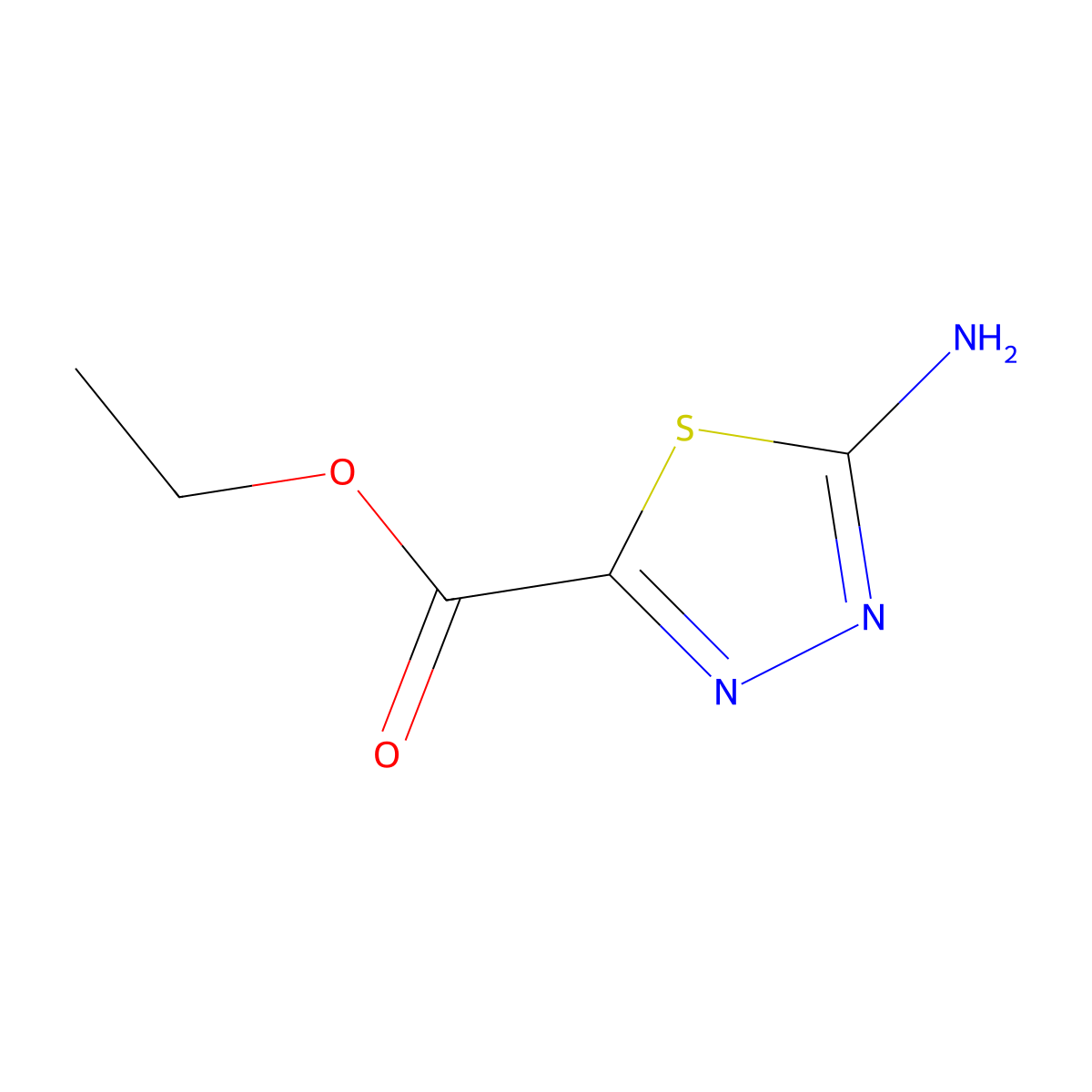 Ethyl 5-amino-1,3,4-thiadiazole-2-carboxylate molecular structure, CAS 64837-53-2