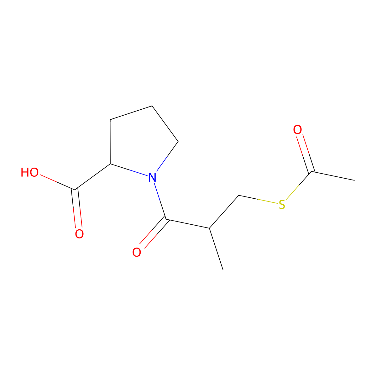 (S)-1-(3-(Acetylthio)-2-methyl-1-oxopropyl)-L-proline molecular structure, CAS 64838-55-7
