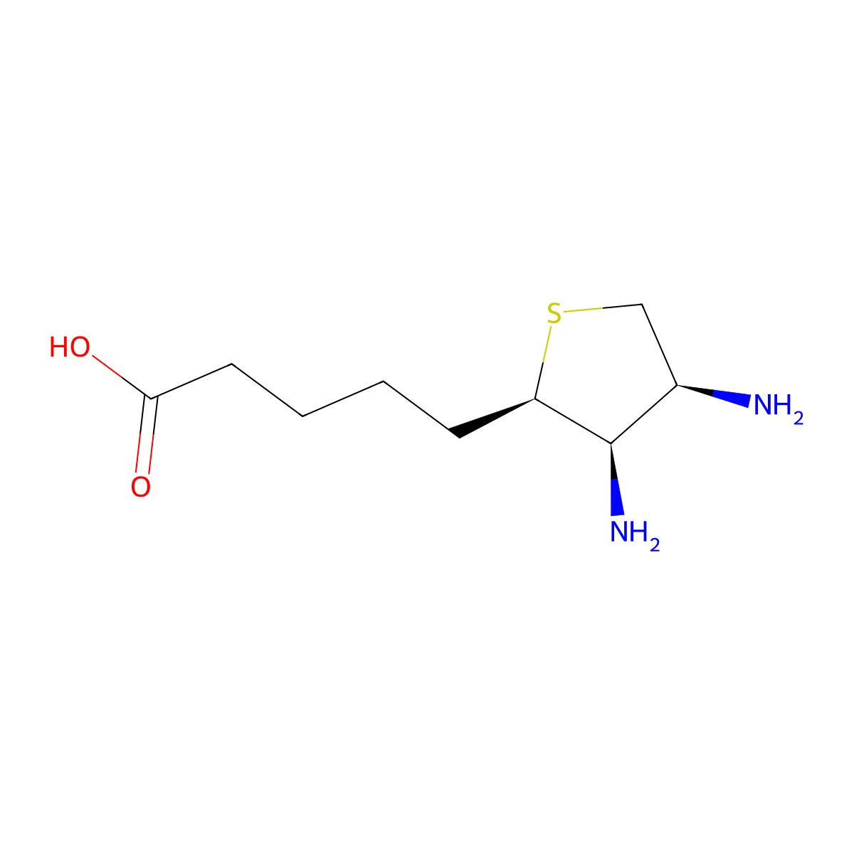 rel-5-((2R,3R,4S)-3,4-diaminotetrahydrothiophen-2-yl)pentanoic acid molecular structure, CAS 64839-70-9