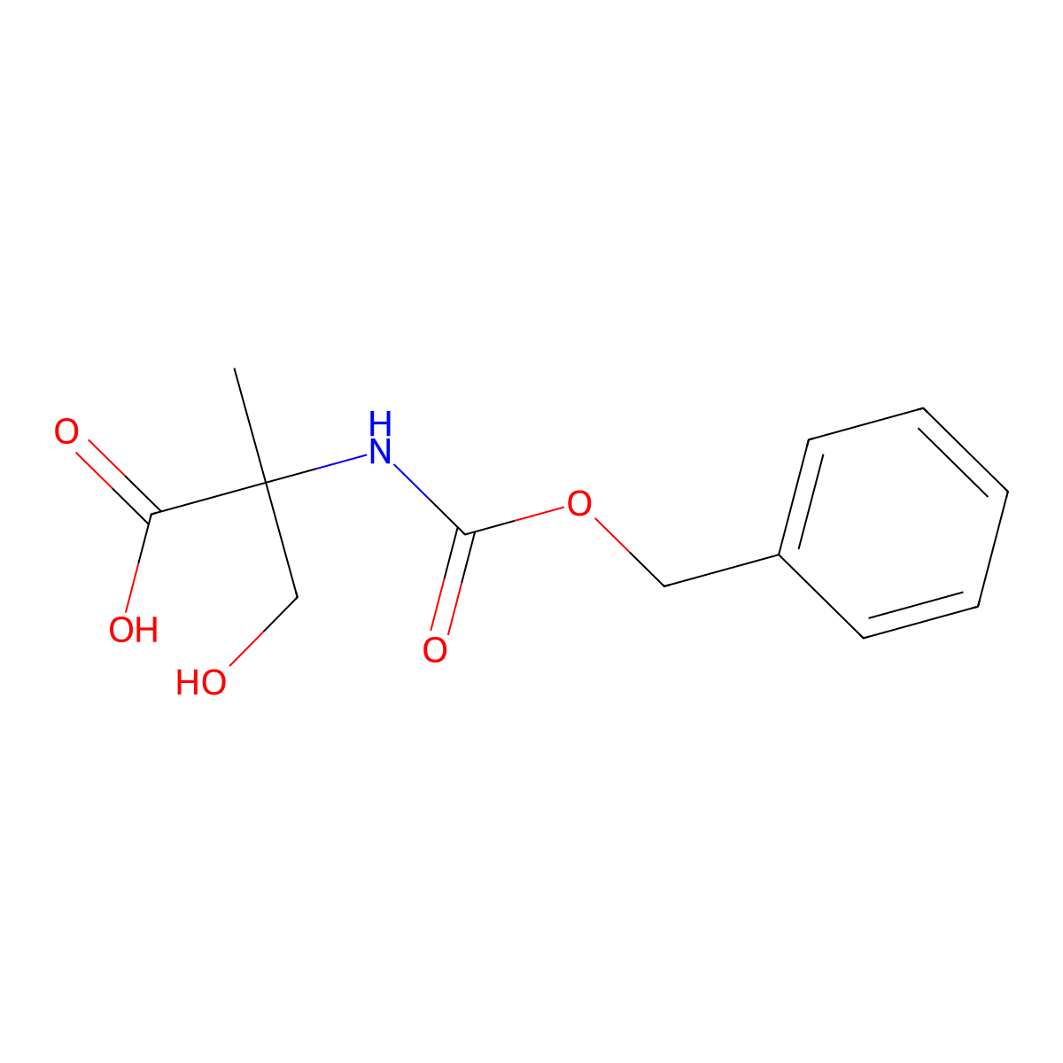 3-Hydroxy-2-methyl-2-(phenylmethoxycarbonylamino)propanoic acid molecular structure, CAS 64840-18-2