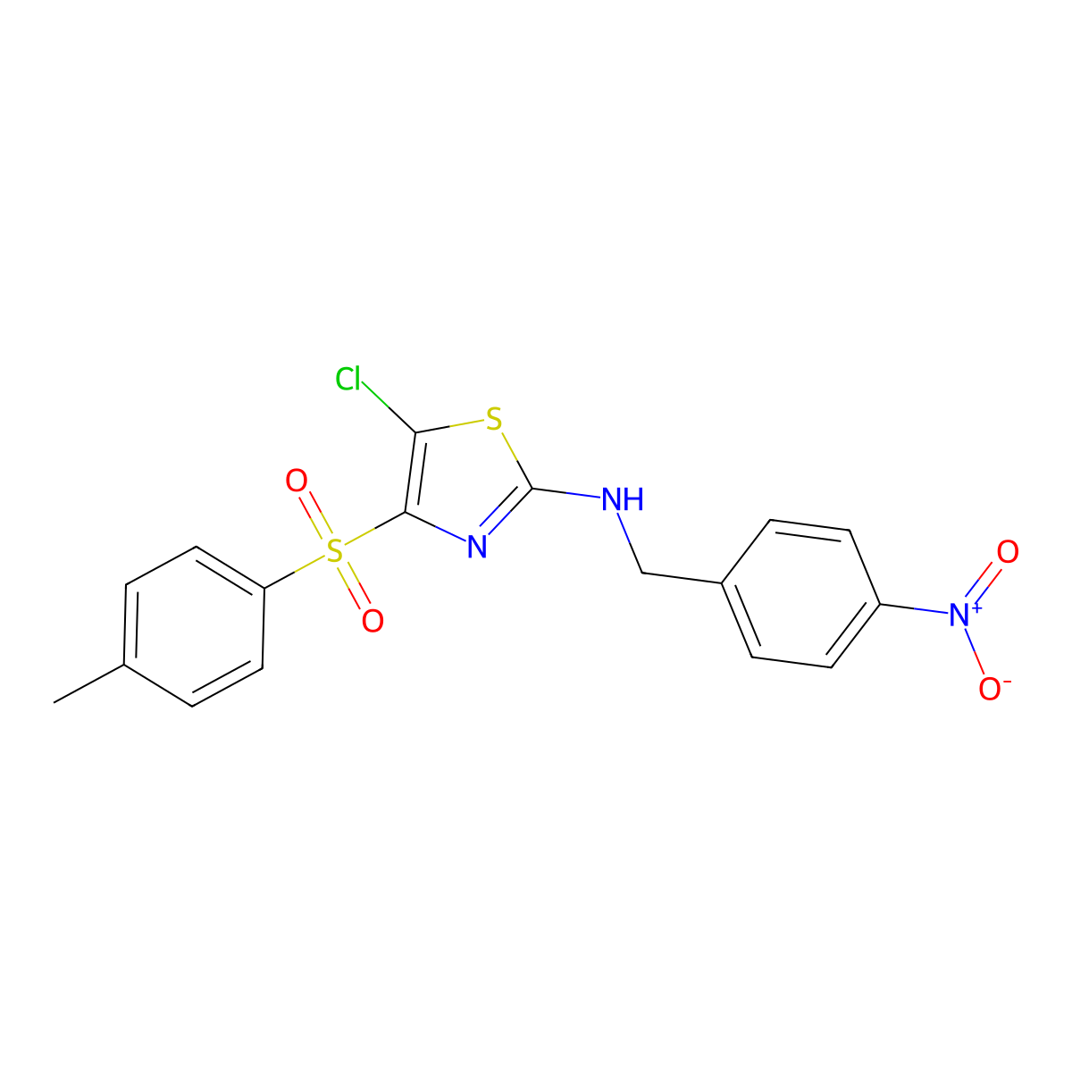 5-chloro-N-(4-nitrobenzyl)-4-tosylthiazol-2-amine molecular structure, CAS 648408-09-7