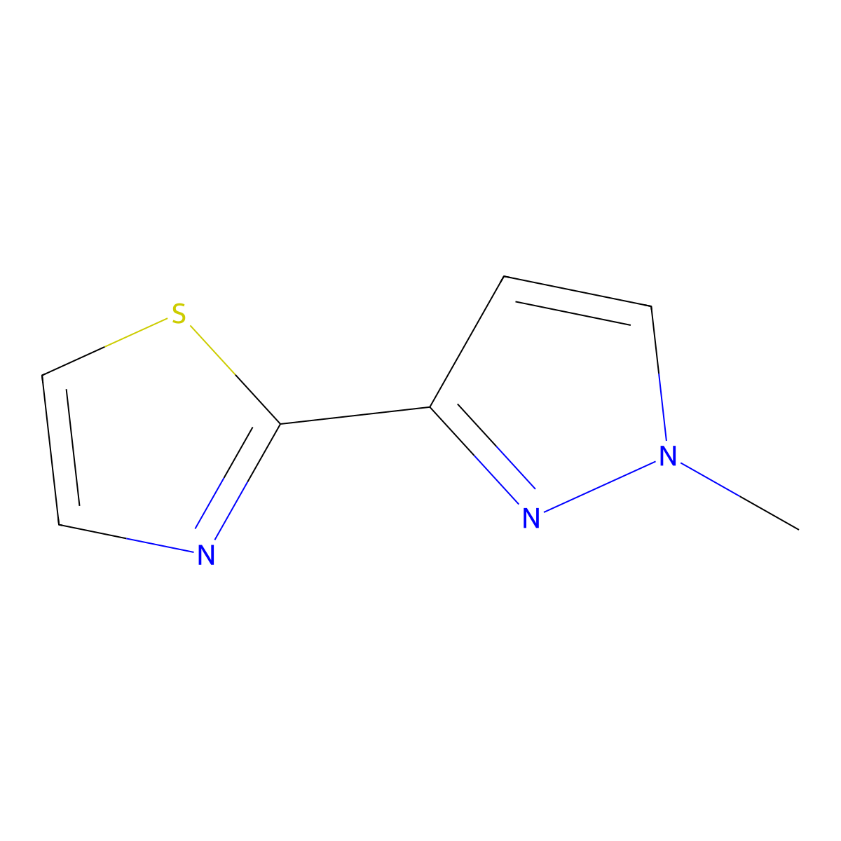 2-(1-methyl-1H-pyrazol-3-yl)-1,3-thiazole molecular structure, CAS 648408-55-3