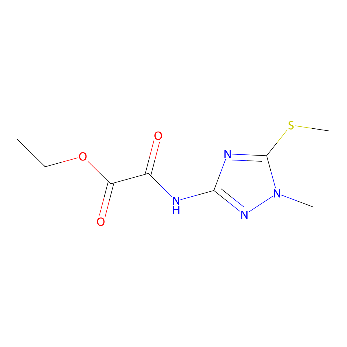 ethyl 2-{[1-methyl-5-(methylthio)-1H-1,2,4-triazol-3-yl]amino}-2-oxoacetate molecular structure, CAS 648408-63-3