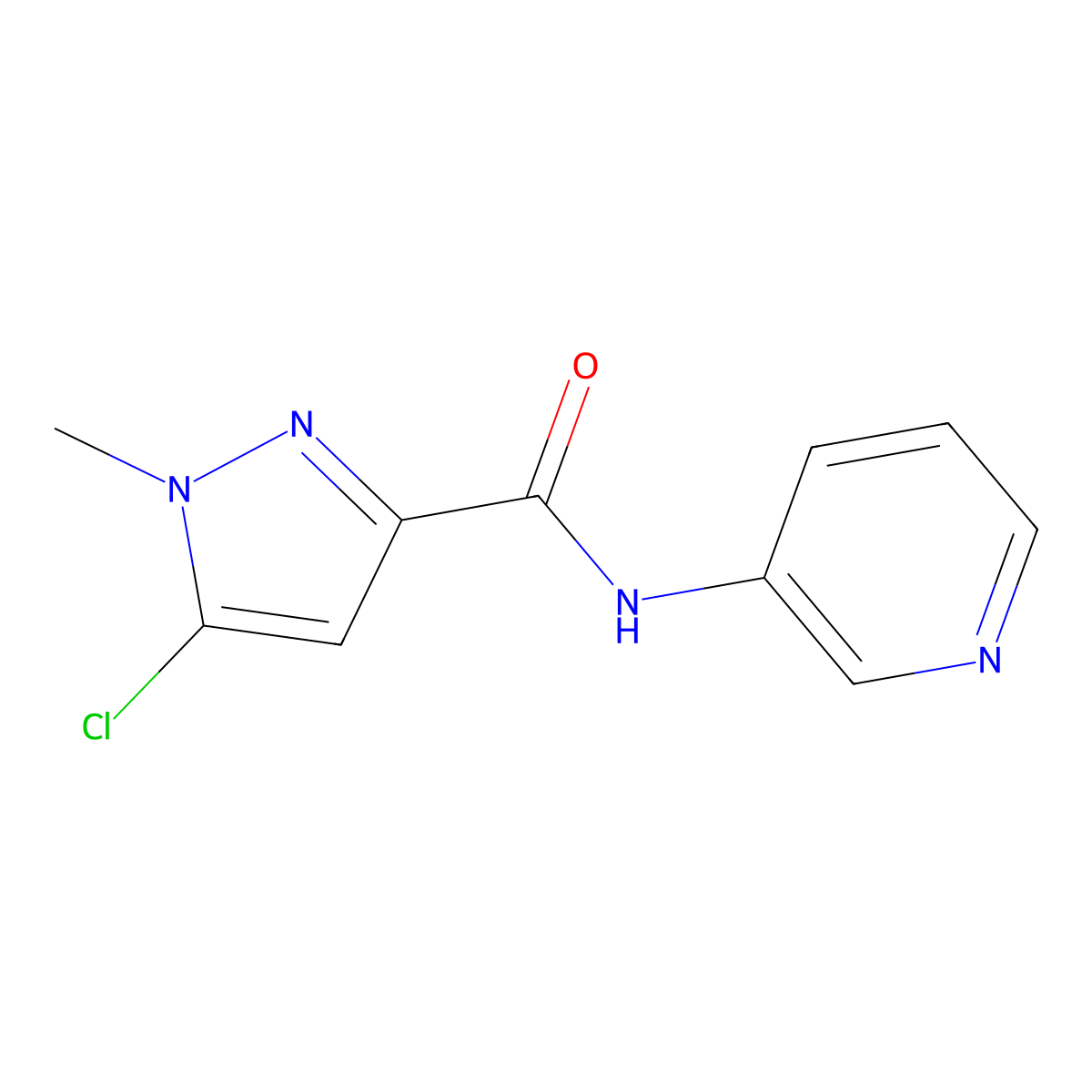 5-chloro-1-methyl-N-pyridin-3-ylpyrazole-3-carboxamide molecular structure, CAS 648408-70-2