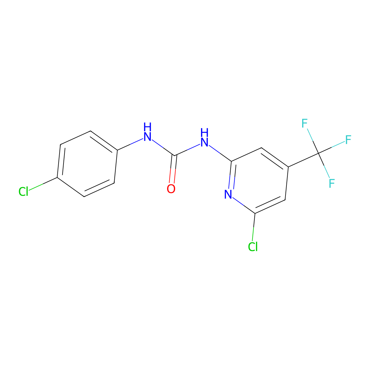 N-(4-chlorophenyl)-N'-[6-chloro-4-(trifluoromethyl)-2-pyridyl]urea molecular structure, CAS 648408-76-8