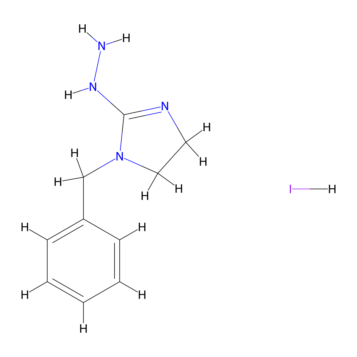 1-Benzyl-2-hydrazino-4,5-dihydro-1H-imidazole hydroiodide molecular structure, CAS 648409-14-7