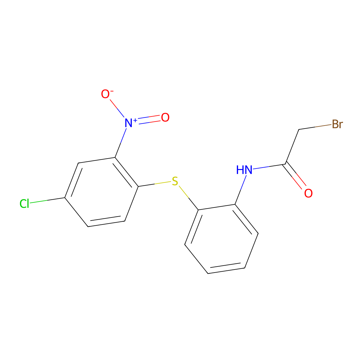 2-bromo-N-[2-(4-chloro-2-nitrophenyl)sulfanylphenyl]acetamide molecular structure, CAS 648409-32-9