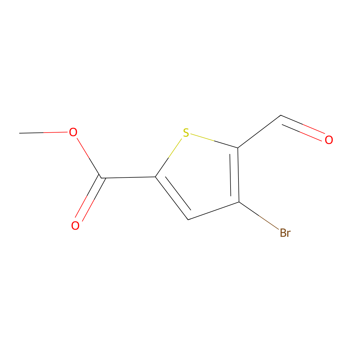 Methyl 4-bromo-5-formylthiophene-2-carboxylate molecular structure, CAS 648412-59-3