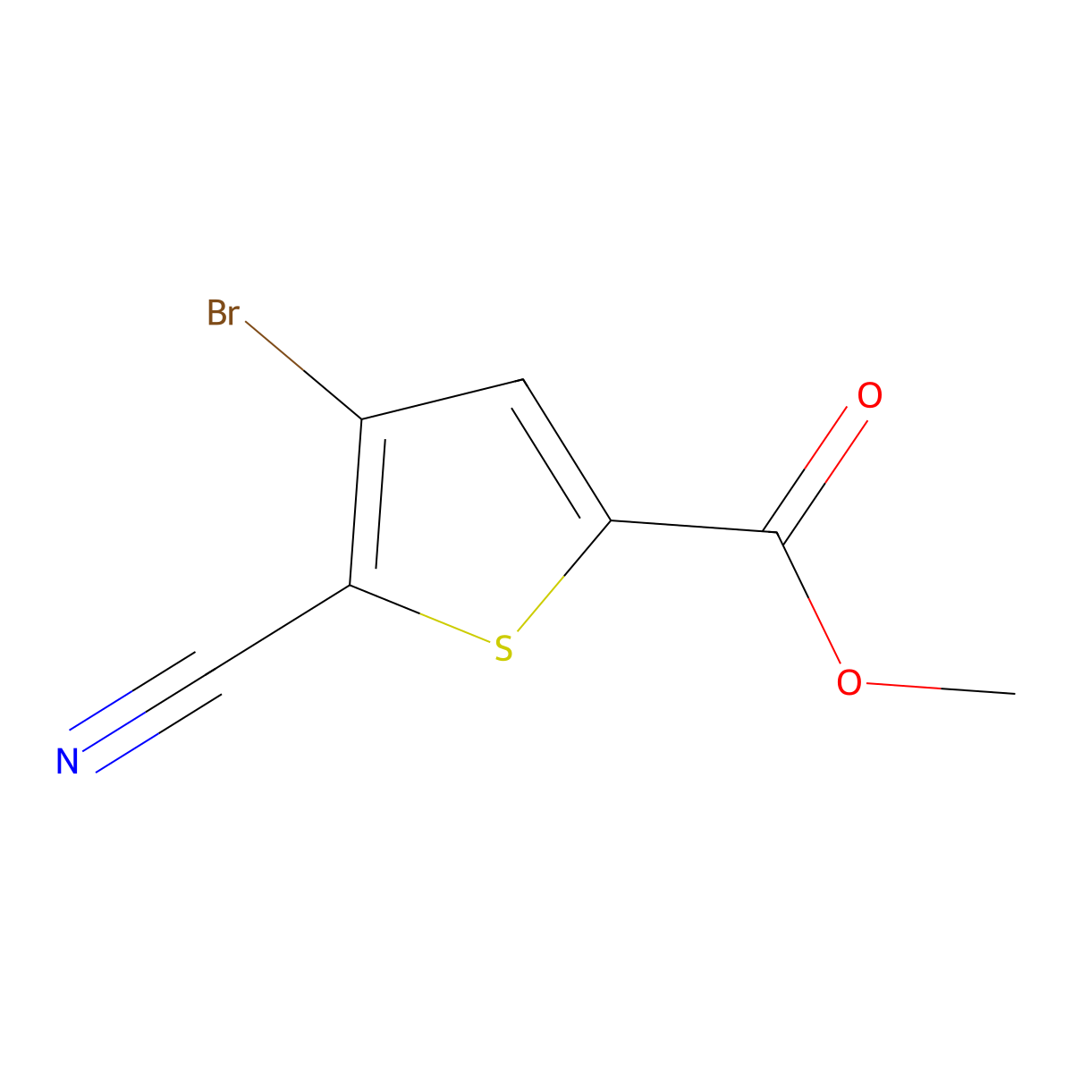 Methyl 4-bromo-5-cyanothiophene-2-carboxylate molecular structure, CAS 648412-60-6