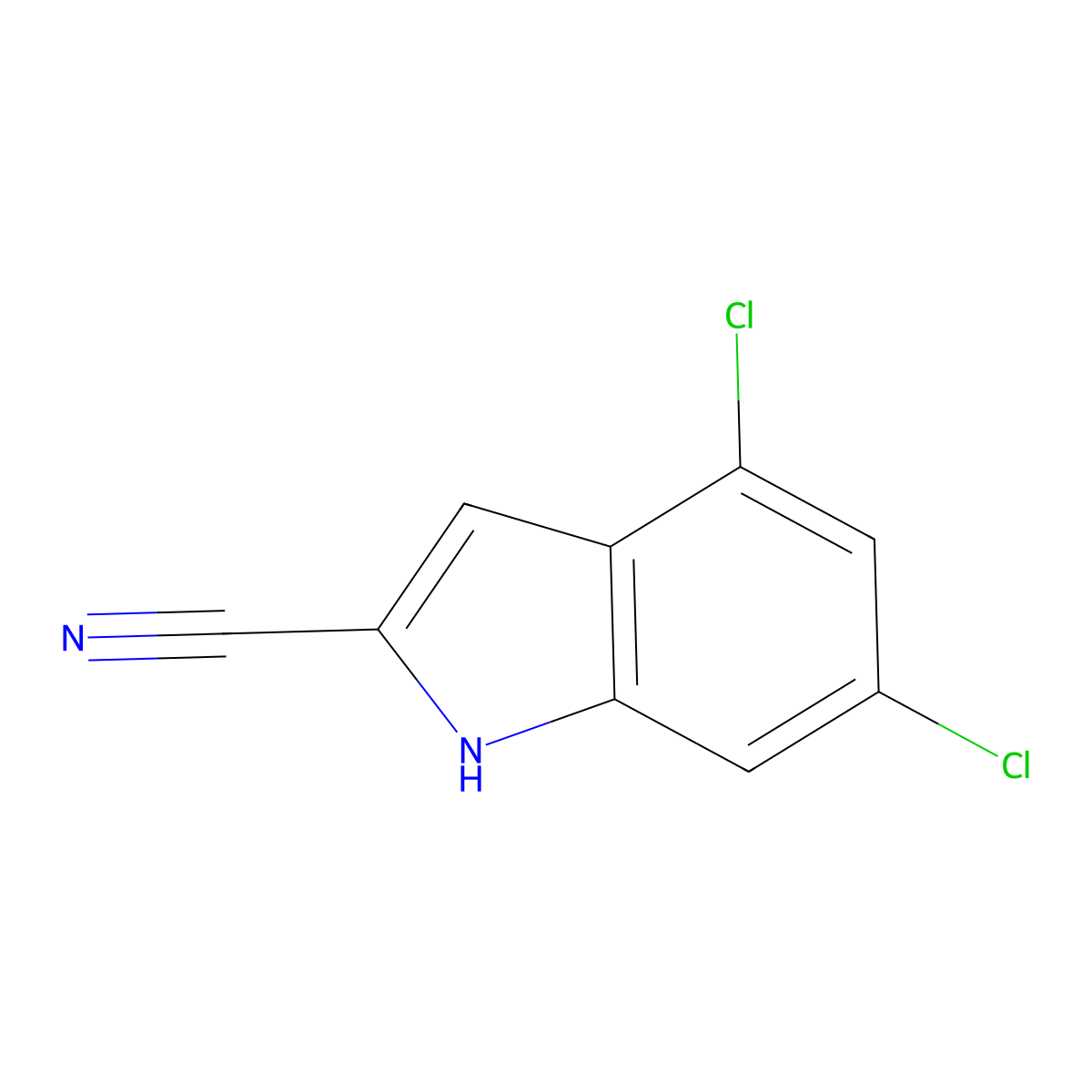 4,6-dichloro-1H-indole-2-carbonitrile molecular structure, CAS 648417-02-1