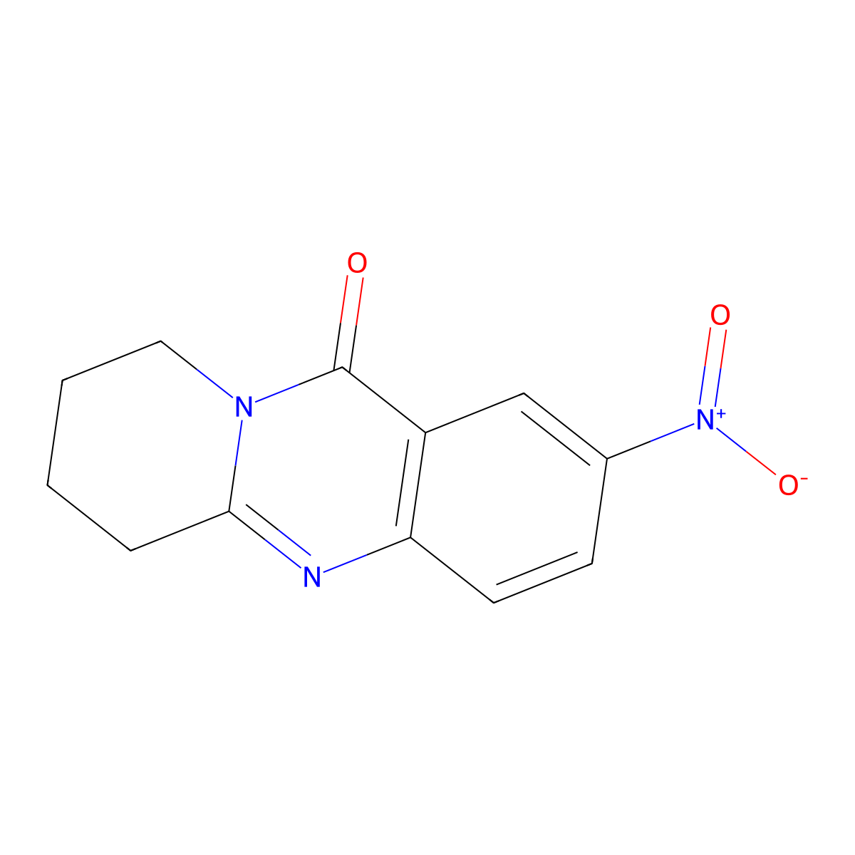 2-nitro-6,7,8,9-tetrahydro-11H-pyrido[2,1-b]quinazolin-11-one molecular structure, CAS 64842-92-8