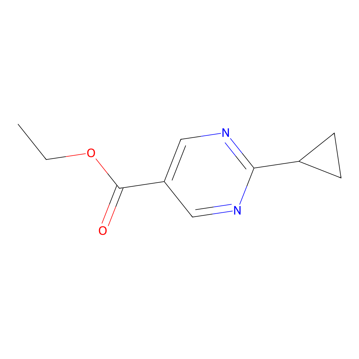 Ethyl 2-cyclopropylpyrimidine-5-carboxylate molecular structure, CAS 648423-77-2