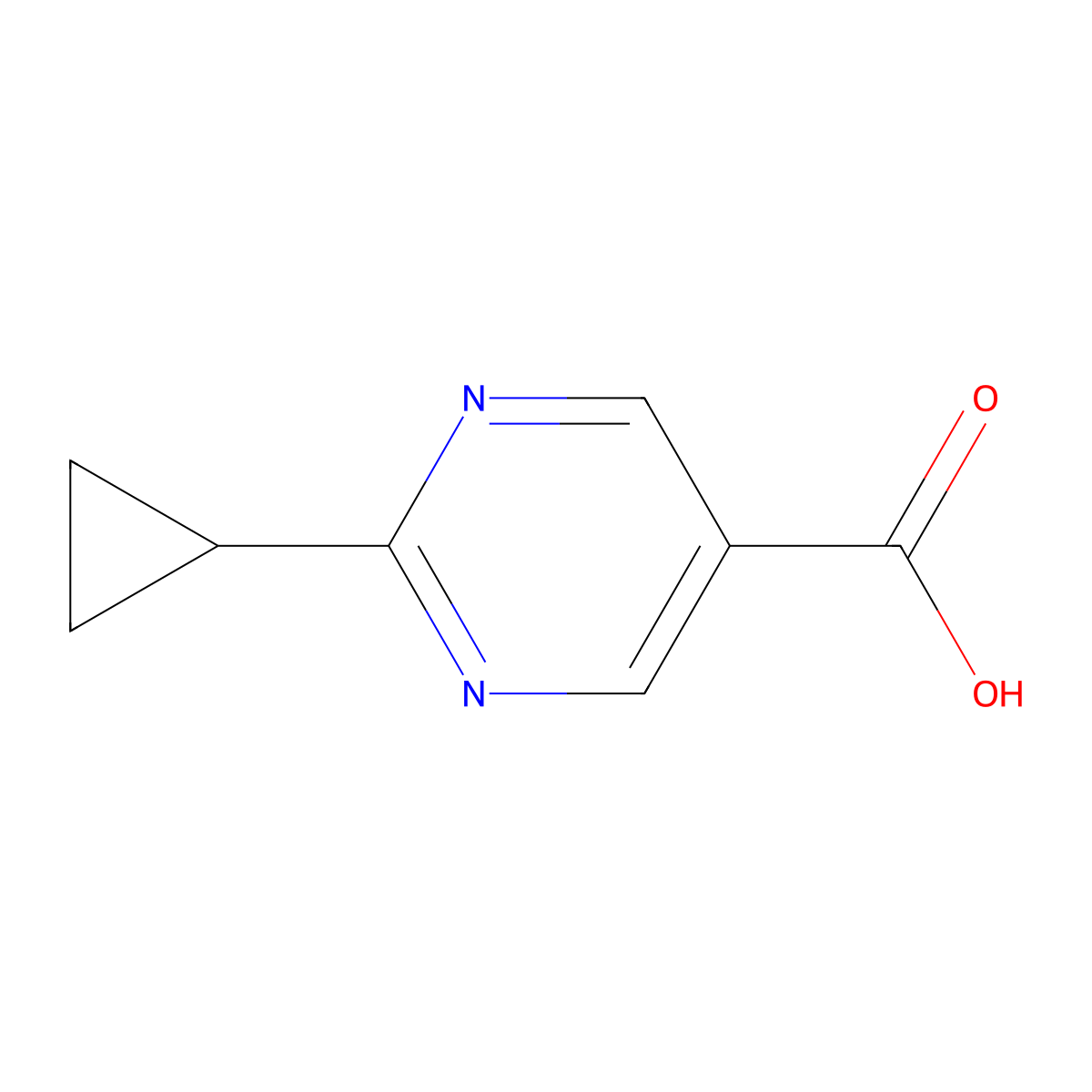 2-Cyclopropyl-5-pyrimidinecarboxylic acid molecular structure, CAS 648423-79-4