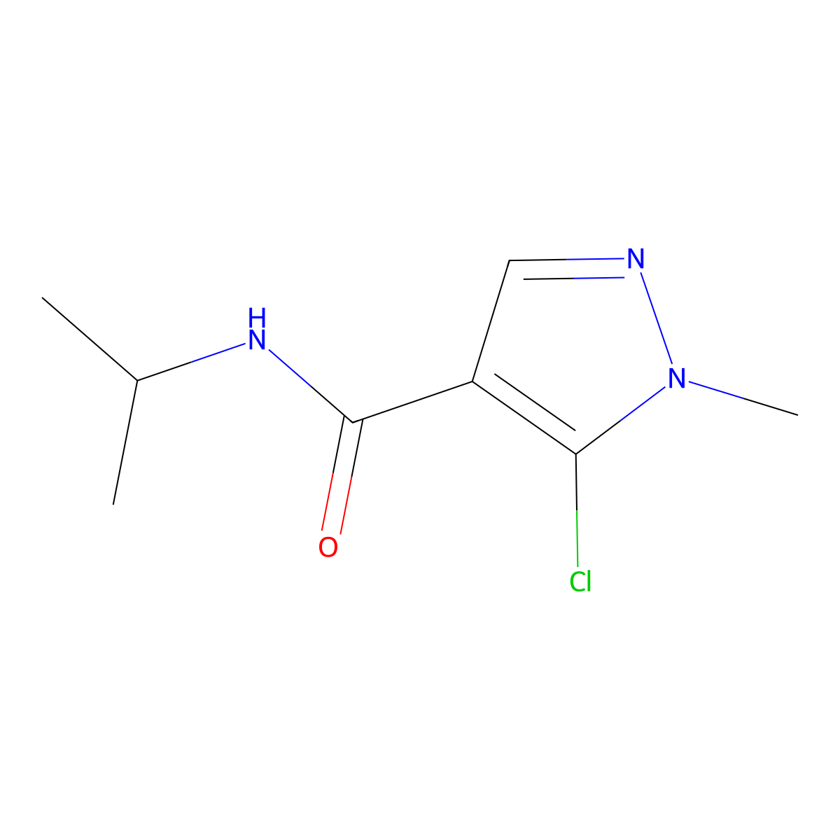 5-chloro-N-isopropyl-1-methyl-1H-pyrazole-4-carboxamide molecular structure, CAS 648427-00-3