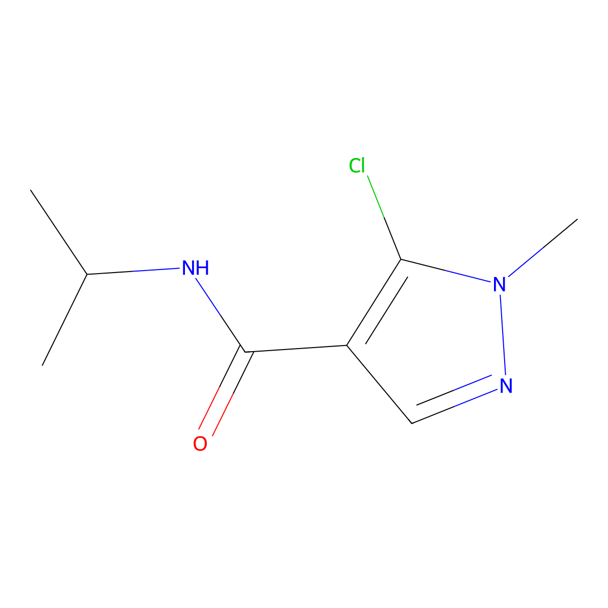 5-chloro-N-isopropyl-1-methyl-1H-pyrazole-4-carboxamide molecular structure, CAS 648427-00-3