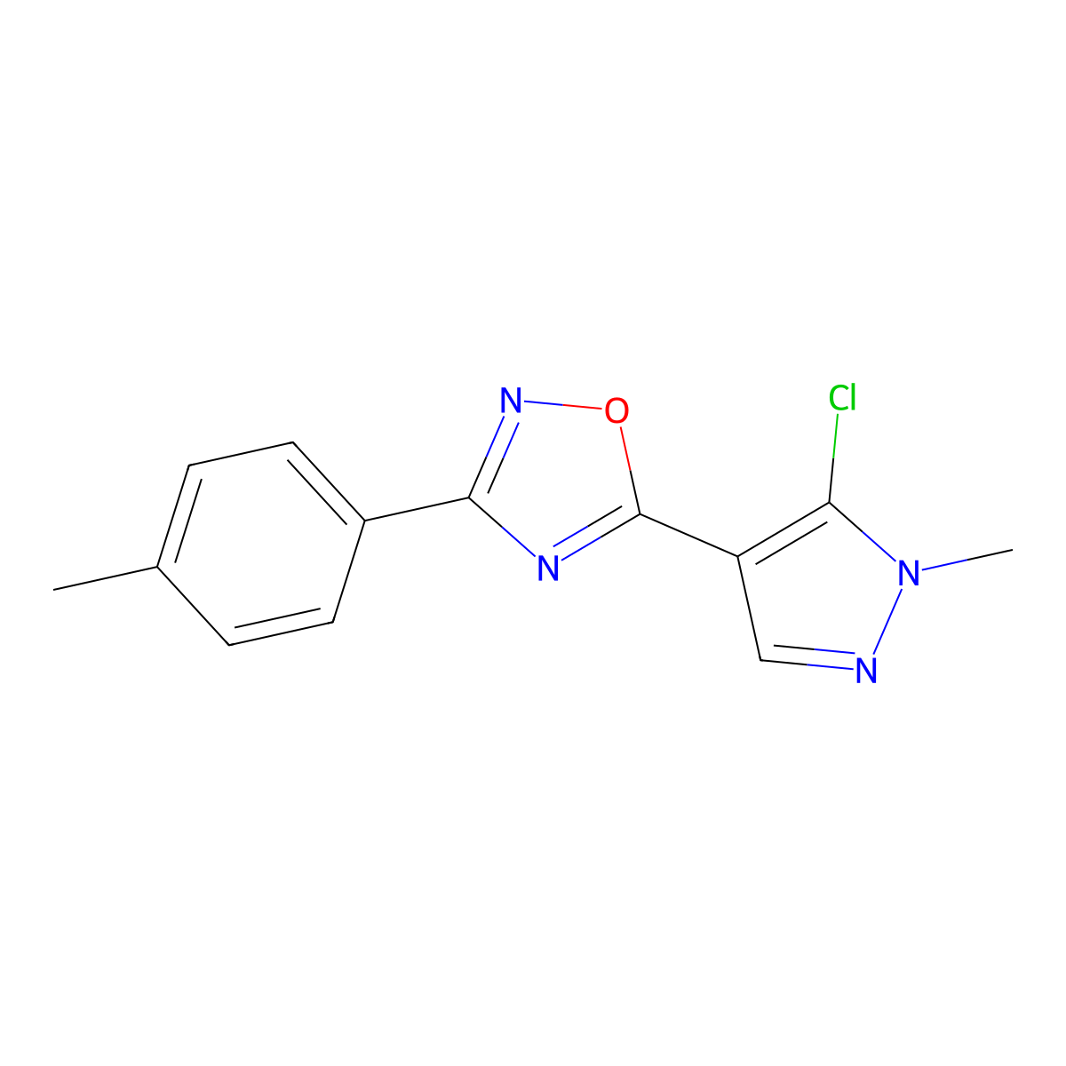 5-(5-Chloro-1-methylpyrazol-4-yl)-3-(4-methylphenyl)-1,2,4-oxadiazole molecular structure, CAS 648427-11-6