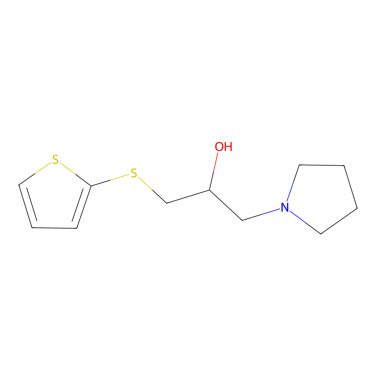 1-tetrahydro-1H-pyrrol-1-yl-3-(2-thienylthio)propan-2-ol molecular structure, CAS 648427-27-4