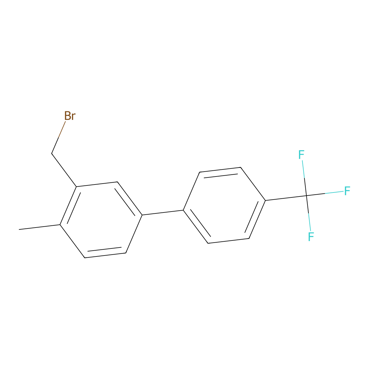 3-(Bromomethyl)-4-methyl-4'-(trifluoromethyl)-1,1'-biphenyl molecular structure, CAS 648438-78-2