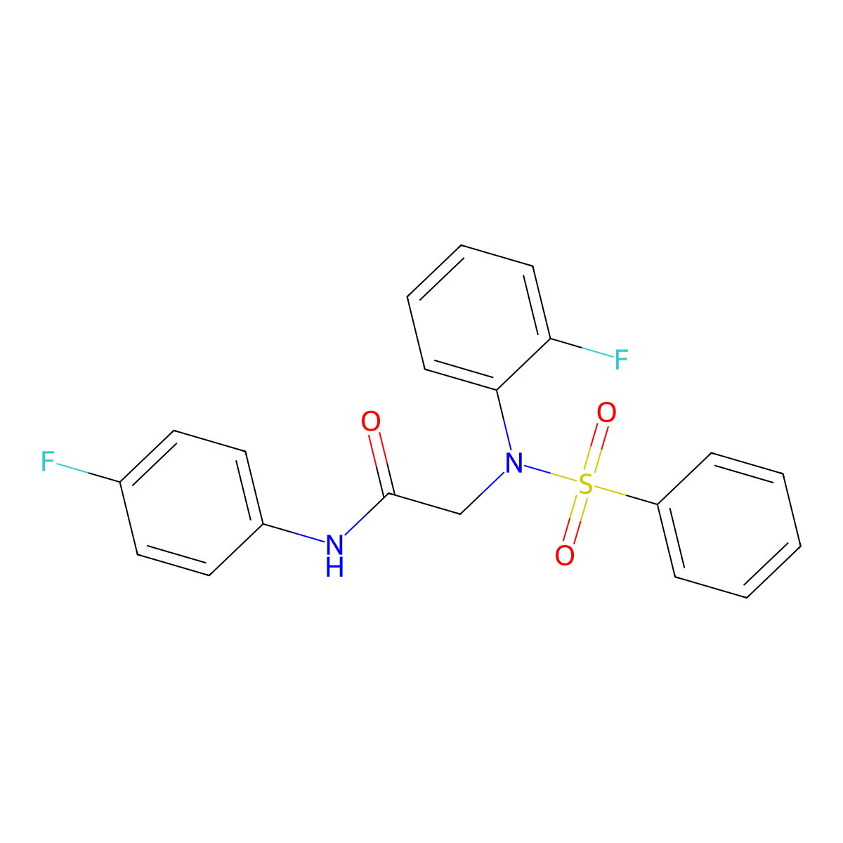 2-[N-(benzenesulfonyl)-2-fluoroanilino]-N-(4-fluorophenyl)acetamide molecular structure, CAS 6485-01-4