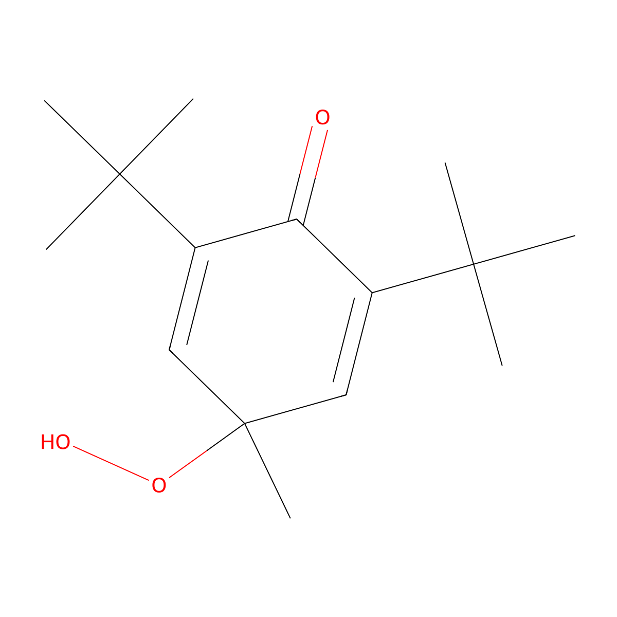 2,6-Bis(1,1-dimethylethyl)-4-hydroperoxy-4-methyl-2,5-cyclohexadien-1-one molecular structure, CAS 6485-57-0