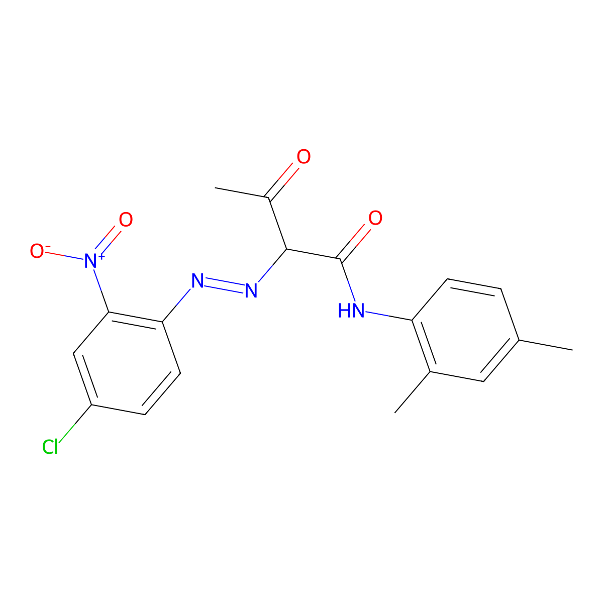 Butanamide, 2-(2-(4-chloro-2-nitrophenyl)diazenyl)-N-(2,4-dimethylphenyl)-3-oxo- molecular structure, CAS 6486-26-6