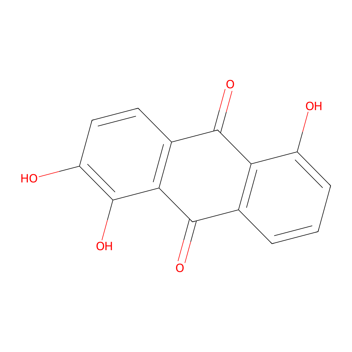 1,2,5-Trihydroxyanthraquinone molecular structure, CAS 6486-93-7