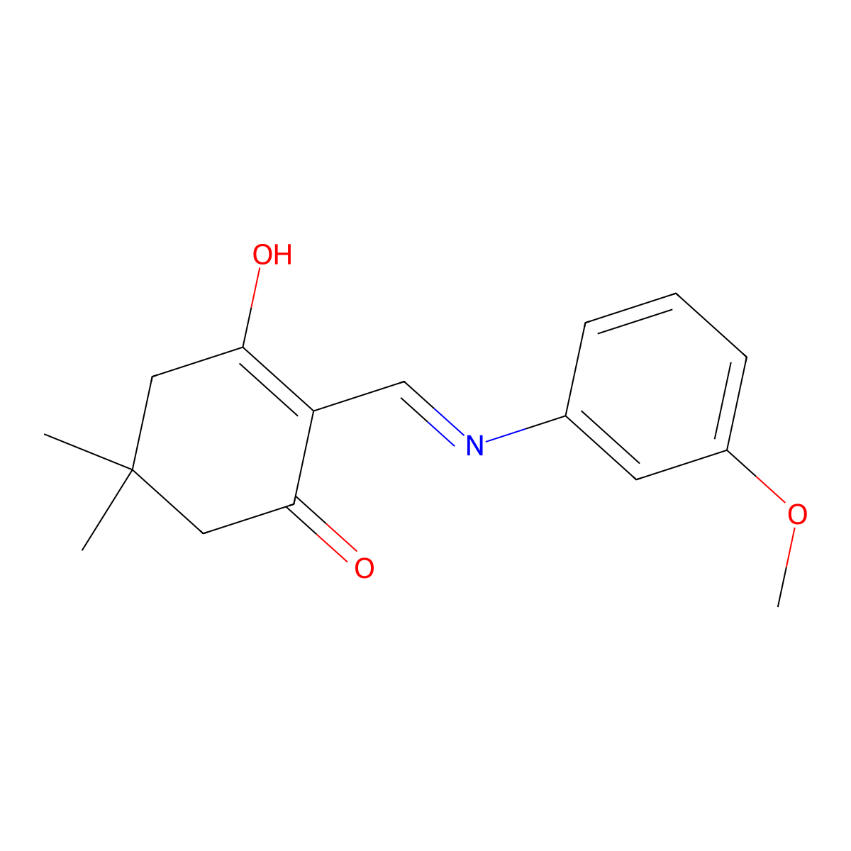 2-{[(3-Methoxyphenyl)amino]methylidene}-5,5-dimethylcyclohexane-1,3-dione molecular structure, CAS 64869-19-8