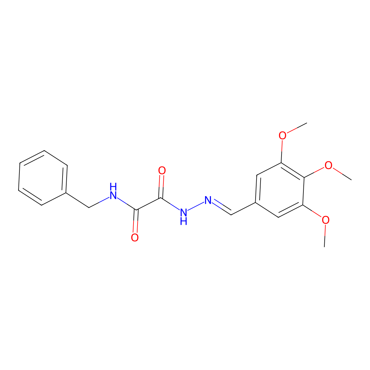 N-benzyl-N'-[(3,4,5-trimethoxyphenyl)methylideneamino]oxamide molecular structure, CAS 6487-01-0