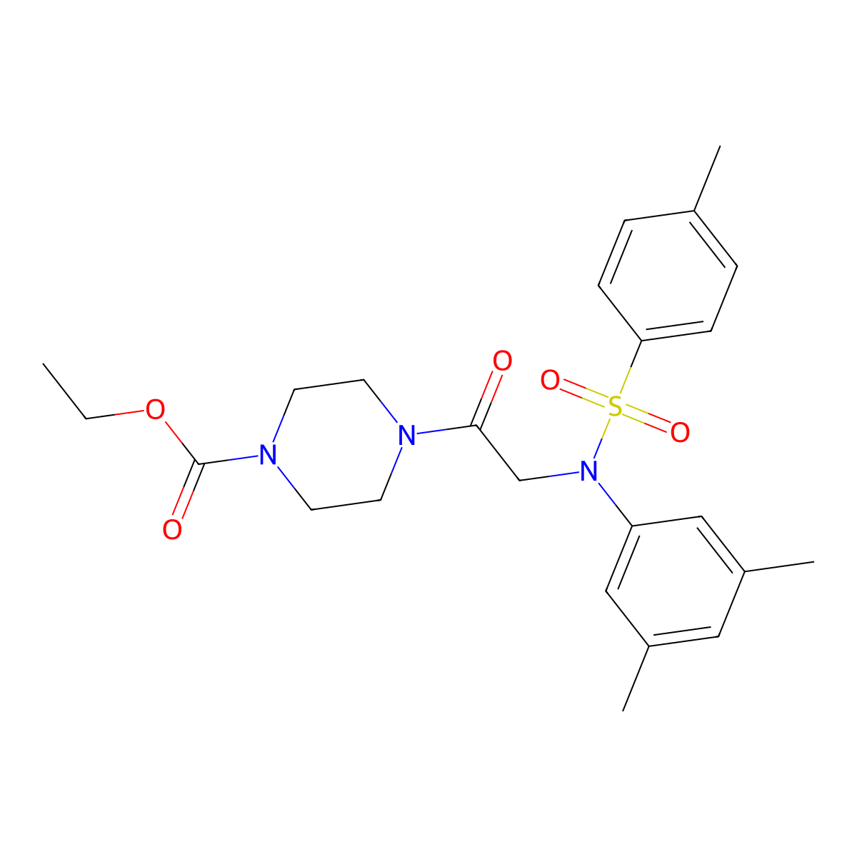 ethyl 4-[2-(3,5-dimethyl-N-(4-methylphenyl)sulfonylanilino)acetyl]piperazine-1-carboxylate molecular structure, CAS 6487-19-0