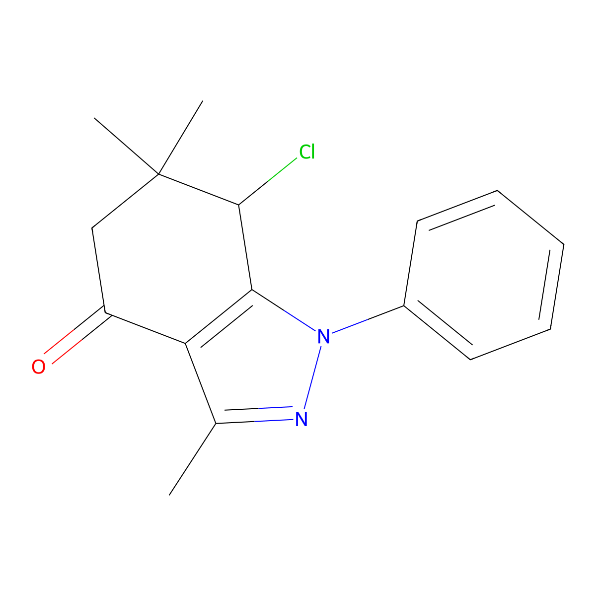 7-Chloro-3,6,6-trimethyl-1-phenyl-5,7-dihydroindazol-4-one molecular structure, CAS 6487-36-1