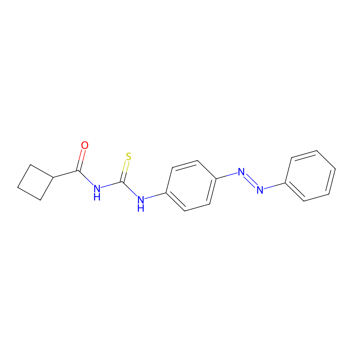 N-[(4-phenyldiazenylphenyl)carbamothioyl]cyclobutanecarboxamide molecular structure, CAS 6487-37-2