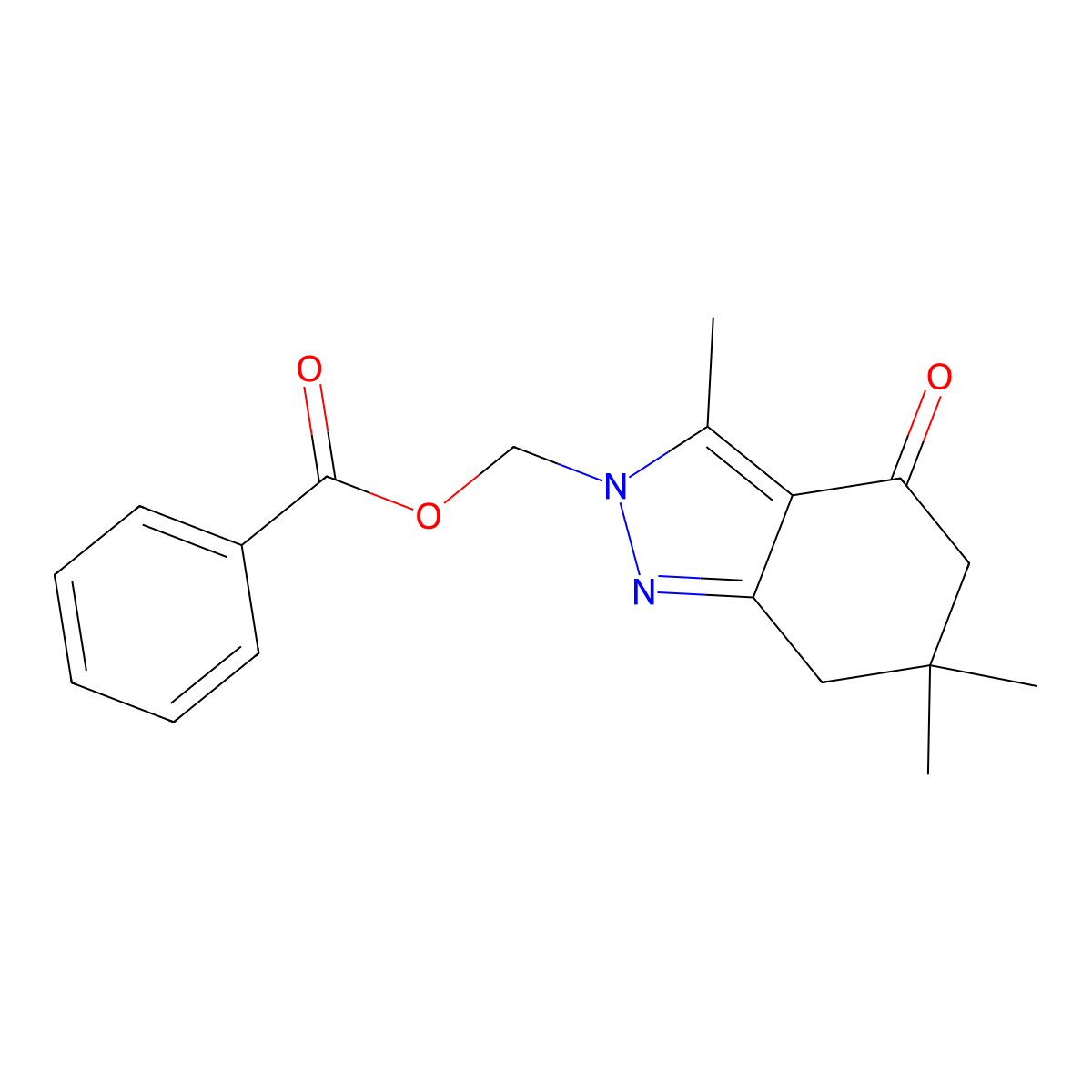 (3,6,6-trimethyl-4-oxo-5,7-dihydroindazol-2-yl)methyl Benzoate molecular structure, CAS 6487-62-3