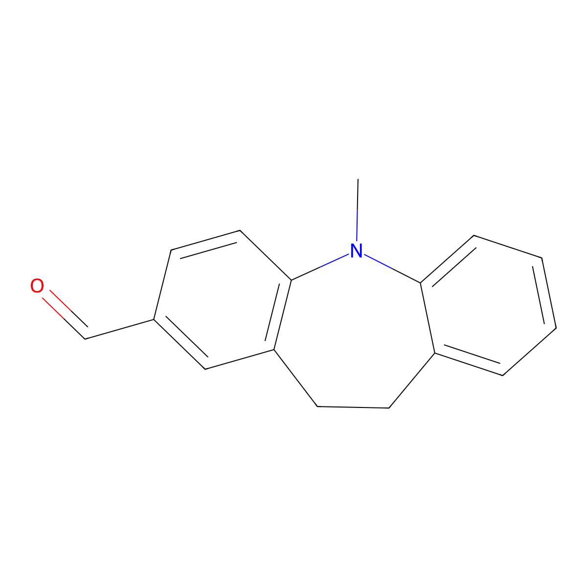 5-methyl-10,11-dihydro-5H-dibenzo[b,f]azepine-2-carbaldehyde molecular structure, CAS 6487-67-8