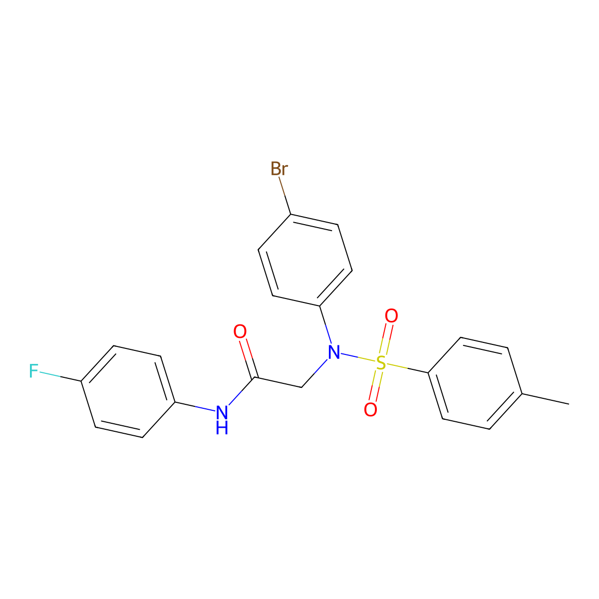 2-(4-bromo-N-(4-methylphenyl)sulfonylanilino)-N-(4-fluorophenyl)acetamide molecular structure, CAS 6487-73-6