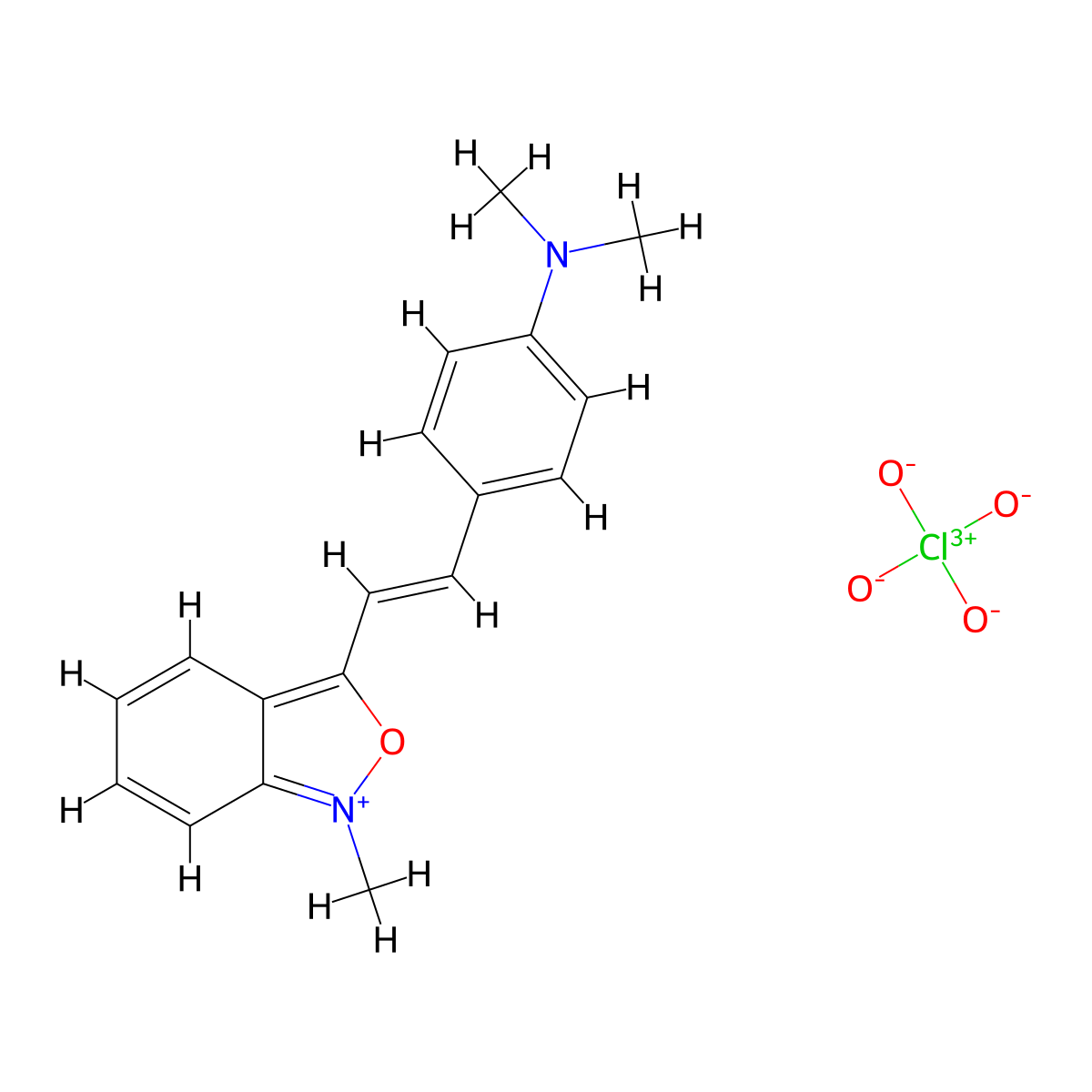 2-(4-Dimethylaminostyryl)-N-methyl-benzoxazolium perchlorate molecular structure, CAS 64872-13-5