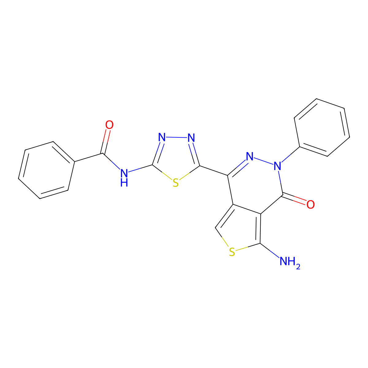 N-[5-(5-amino-4-oxo-3-phenylthieno[3,4-d]pyridazin-1-yl)-1,3,4-thiadiazol-2-yl]benzamide molecular structure, CAS 6488-39-7