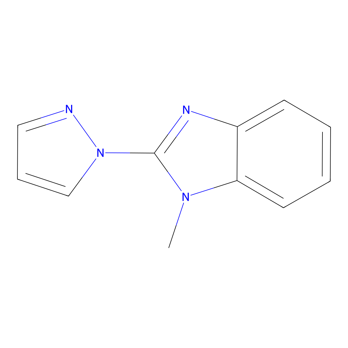 1-methyl-2-(1H-pyrazol-1-yl)-1H-benzo[d]imidazole molecular structure, CAS 6488-97-7
