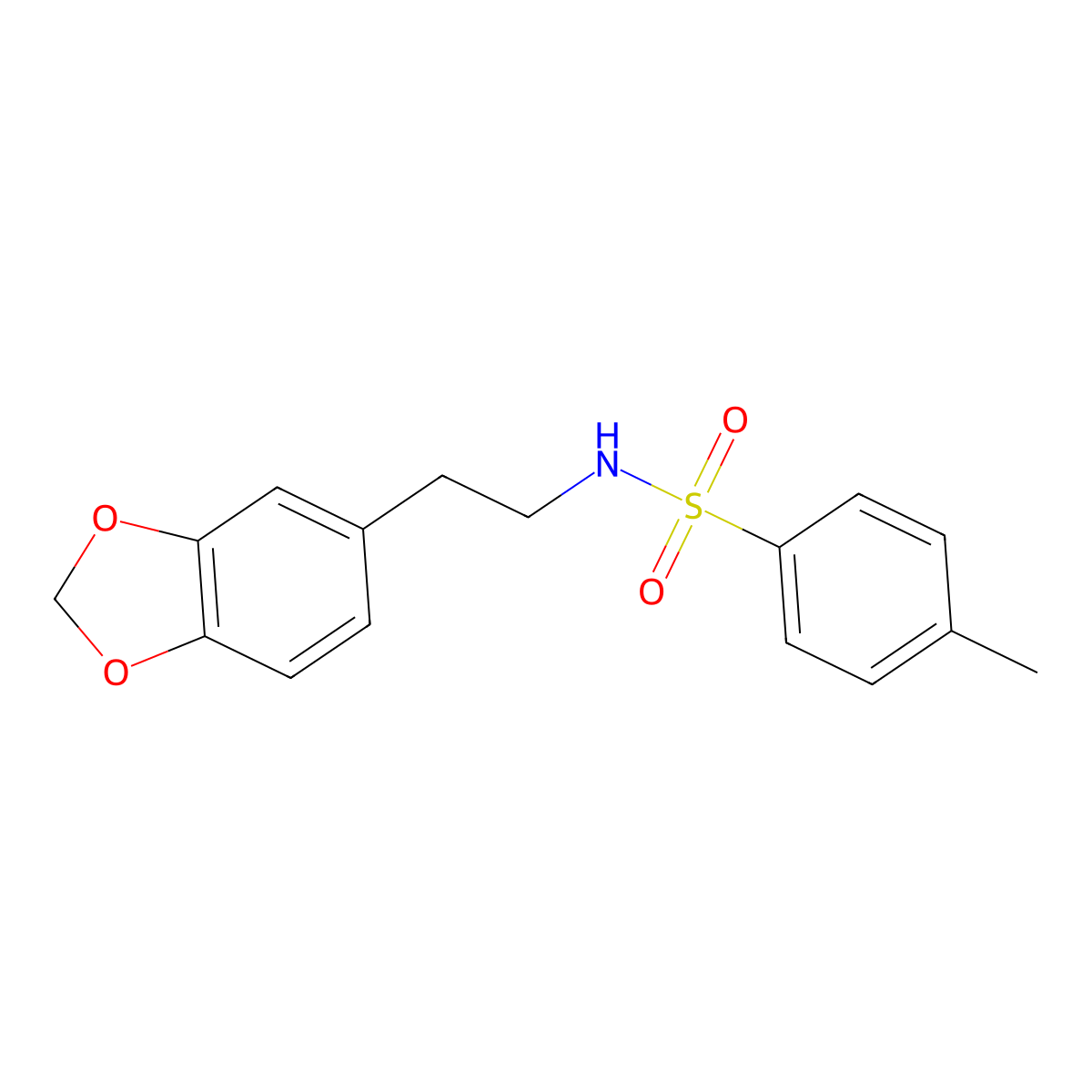 N-[2-(1,3-benzodioxol-5-yl)ethyl]-4-methylbenzenesulfonamide molecular structure, CAS 64880-90-6