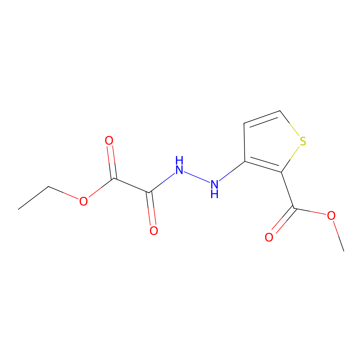 Methyl 3-[2-(2-ethoxy-2-oxoacetyl)hydrazino]thiophene-2-carboxylate molecular structure, CAS 648859-57-8
