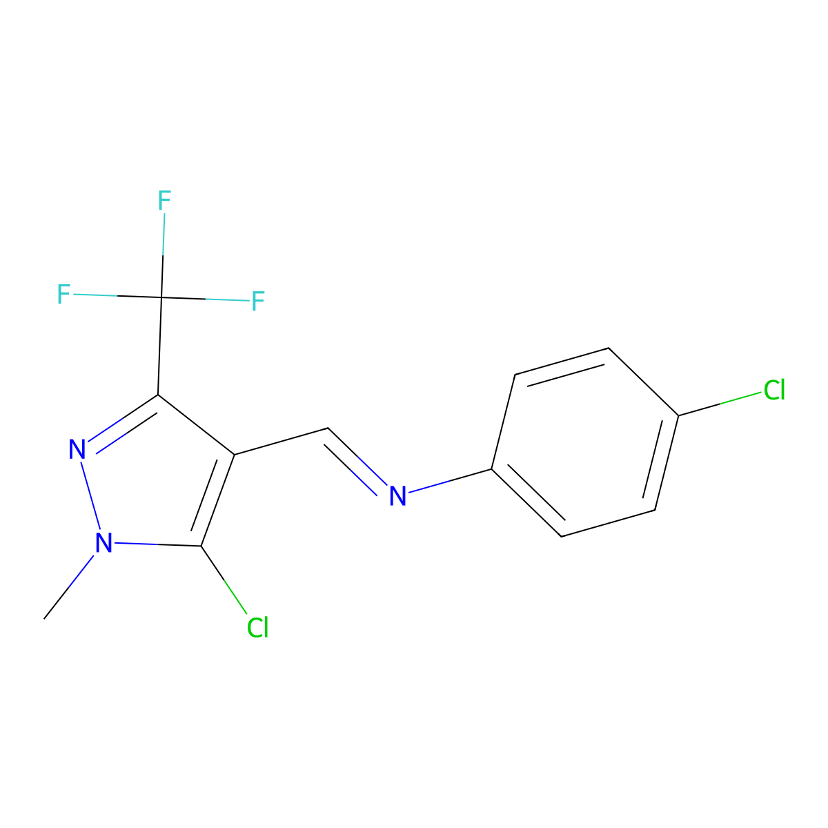 1-[5-chloro-1-methyl-3-(trifluoromethyl)pyrazol-4-yl]-N-(4-chlorophenyl)methanimine molecular structure, CAS 648859-62-5