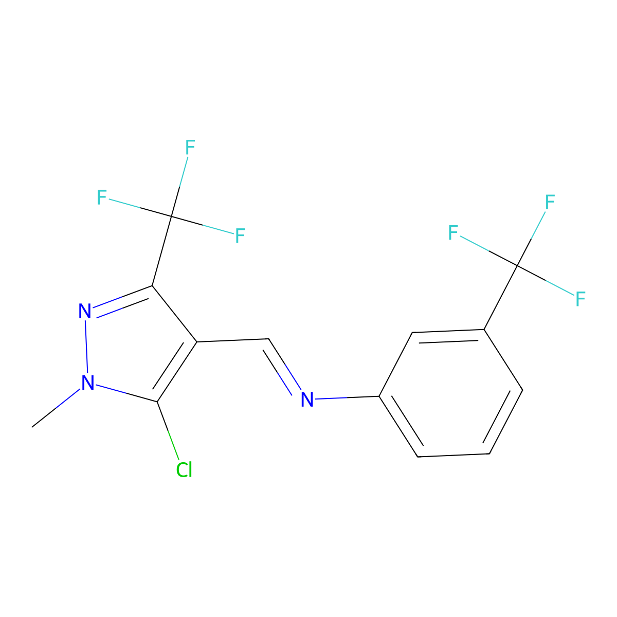 1-[5-chloro-1-methyl-3-(trifluoromethyl)pyrazol-4-yl]-N-[3-(trifluoromethyl)phenyl]methanimine molecular structure, CAS 648859-67-0