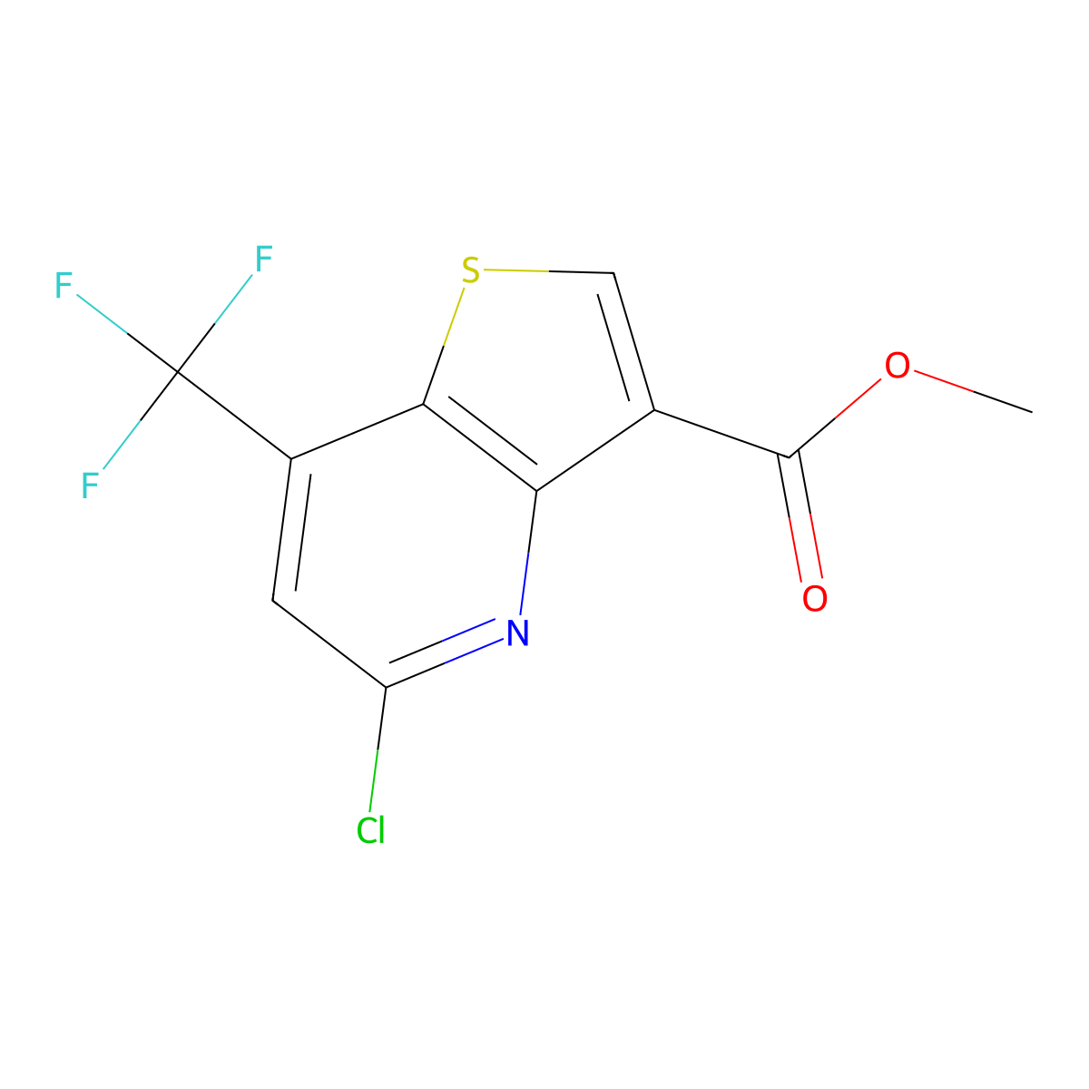 Methyl 5-chloro-7-(trifluoromethyl)thieno[3,2-b]pyridine-3-carboxylate molecular structure, CAS 648859-81-8