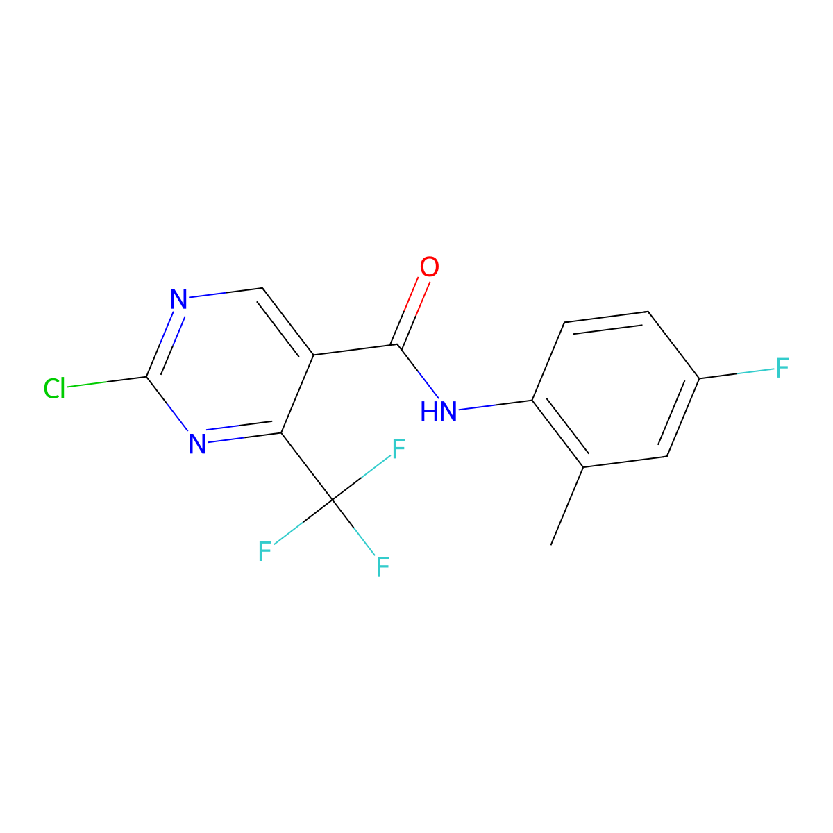 2-chloro-N-(4-fluoro-2-methylphenyl)-4-(trifluoromethyl)pyrimidine-5-carboxamide molecular structure, CAS 648859-83-0