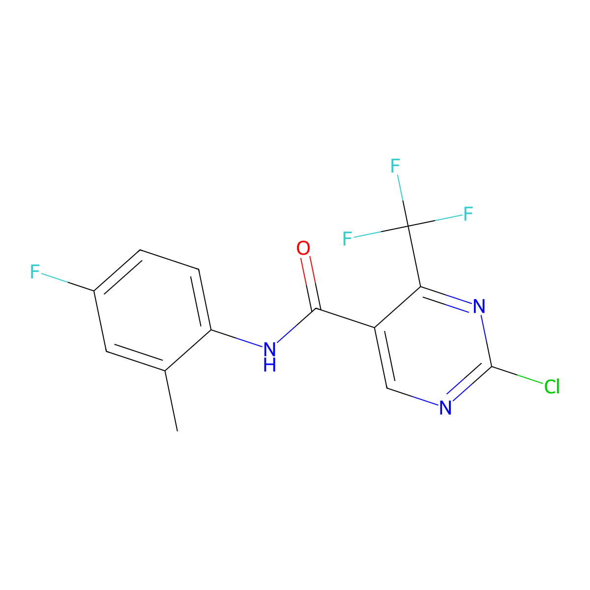 2-chloro-N-(4-fluoro-2-methylphenyl)-4-(trifluoromethyl)pyrimidine-5-carboxamide molecular structure, CAS 648859-83-0