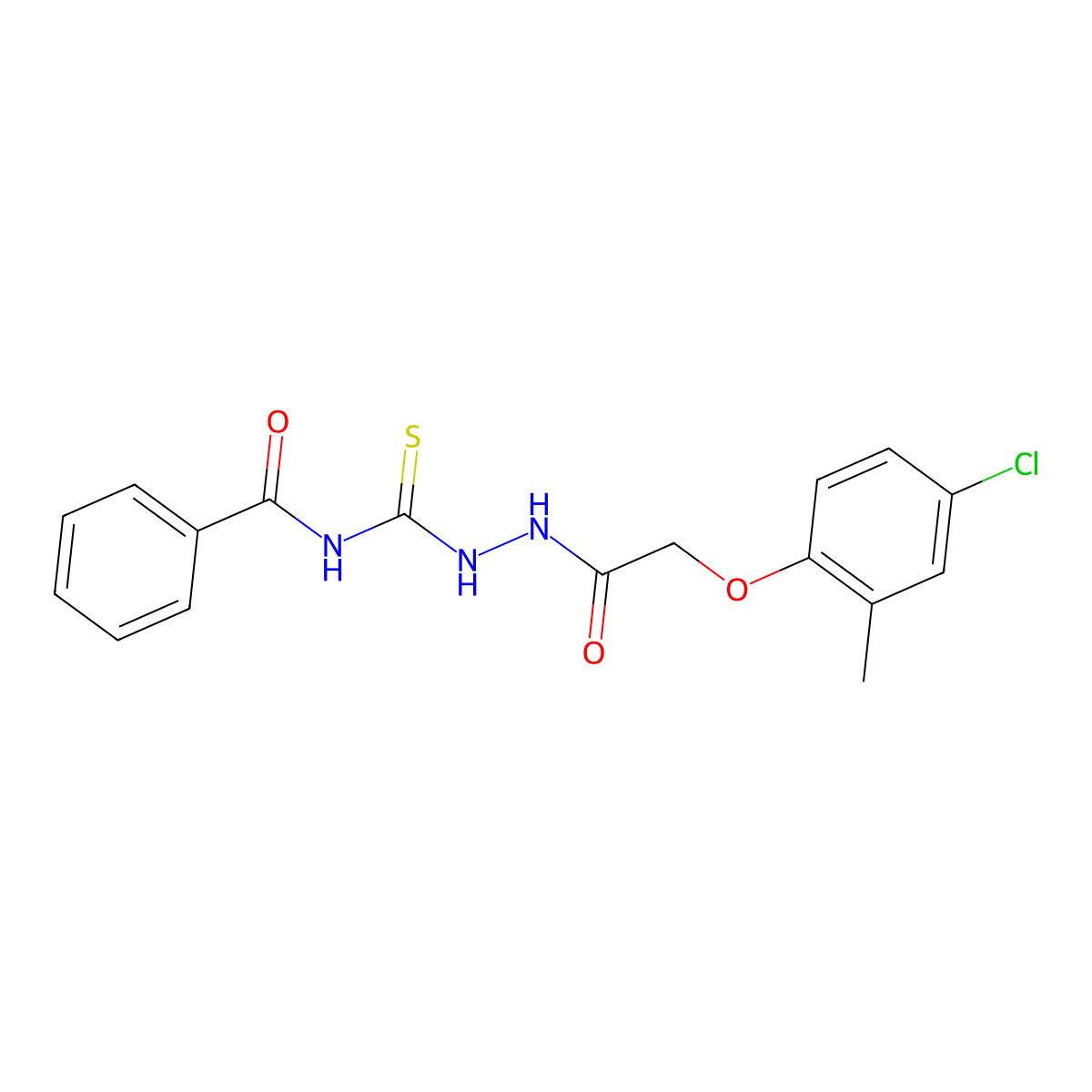 2-(4-Chloro-2-methylphenoxy)-N-(((phenylcarbonylamino)thioxomethyl)amino)ethanamide molecular structure, CAS 648860-62-2