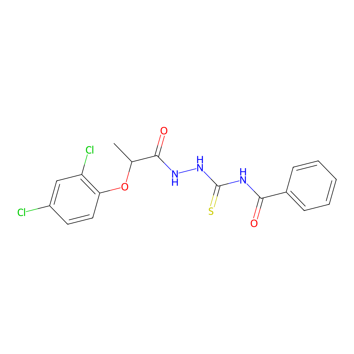 2-(2,4-dichlorophenoxy)-N-{[(phenylformamido)methanethioyl]amino}propanamide molecular structure, CAS 648860-66-6