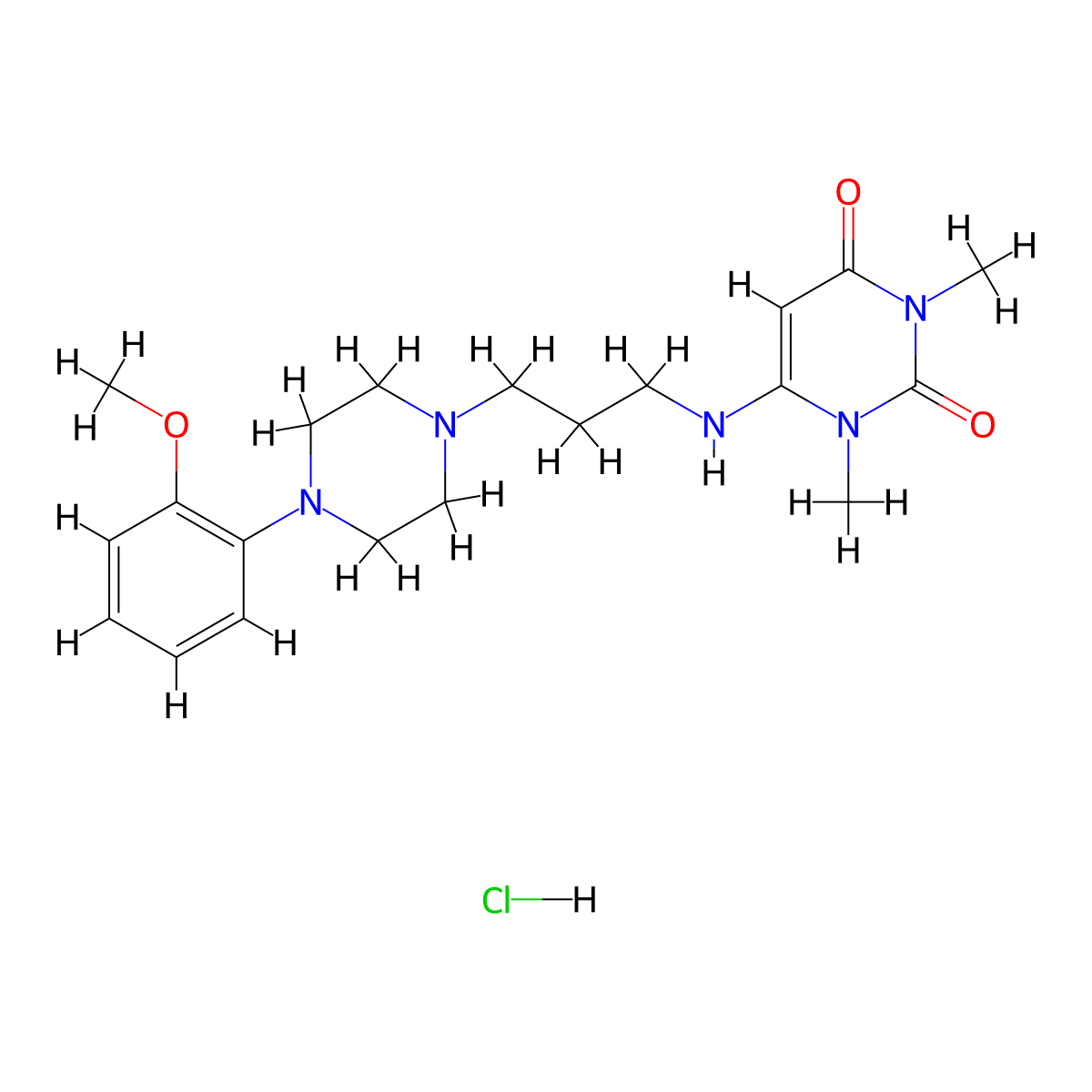 Urapidil hydrochloride molecular structure, CAS 64887-14-5